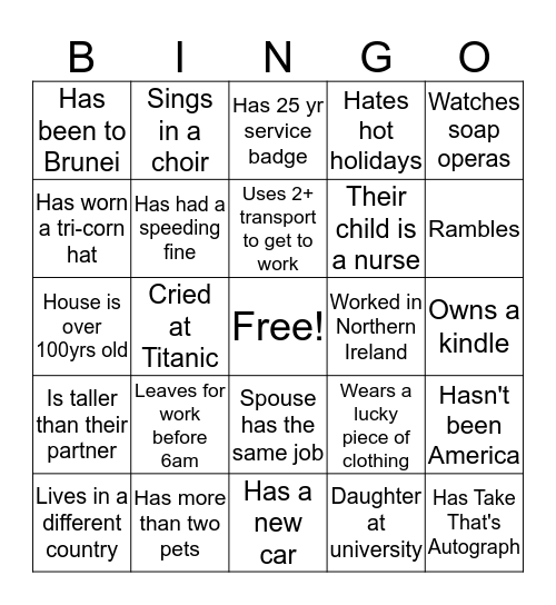 Work Bingo Card