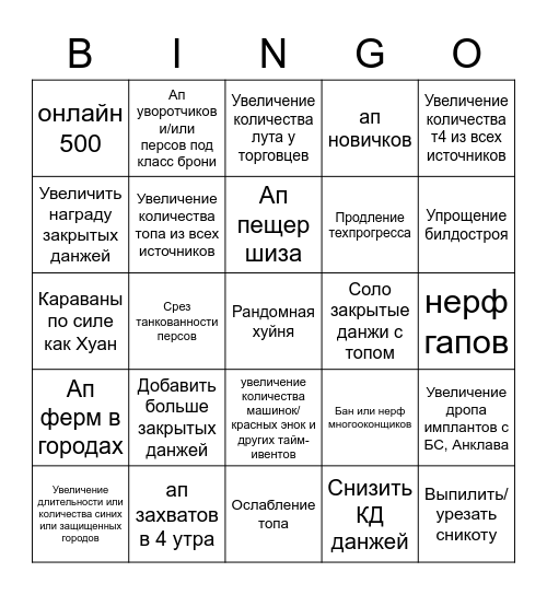 Концепт Дуайта Bingo Card