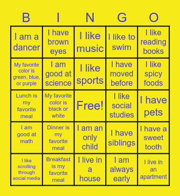 Who Are You? Bingo Card