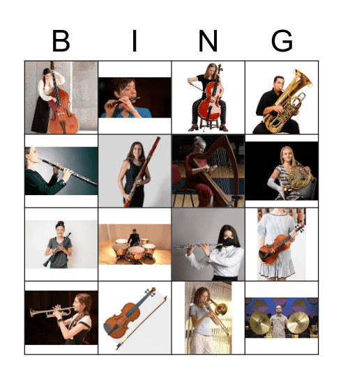 Musical Instrument Bingo Card