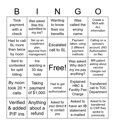 Customer Service Appreciation Bingo Card