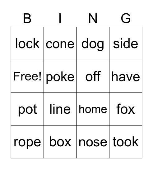 Spelling 2.1 Bingo Card