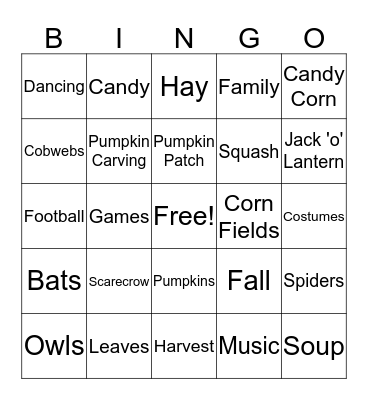 Harvest Festival BINGO Card