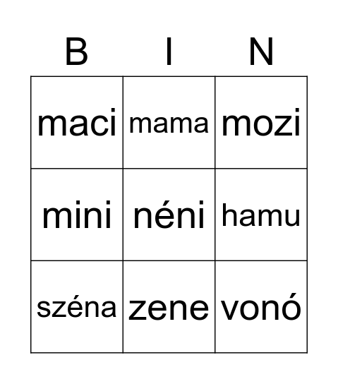 Bingó Bingo Card