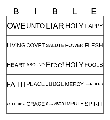 Bible Bingo Card