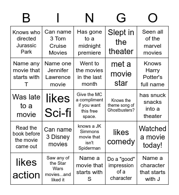 MOVIE BINGO Card