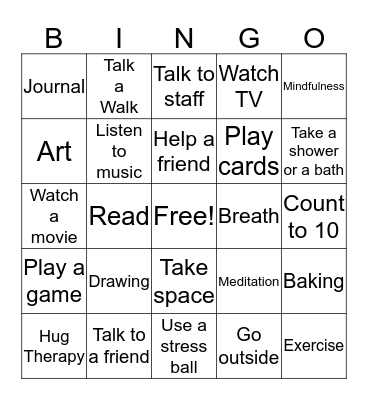 Coping Skills  Bingo Card