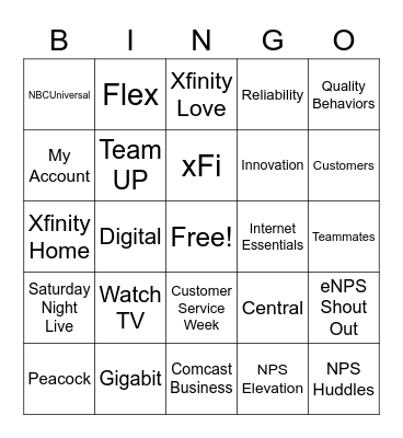 Customer Service Week Bingo Card