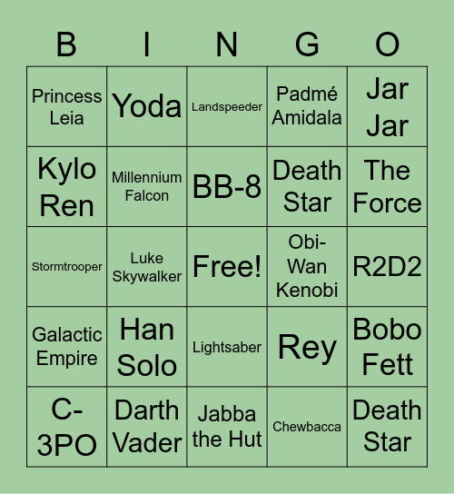 Star Wars Bingo Card