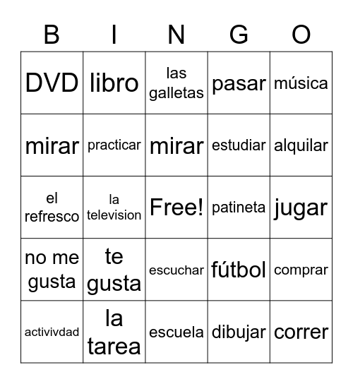 Que te gusta Bingo Card