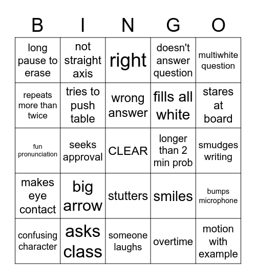 Physics fun Bingo Card