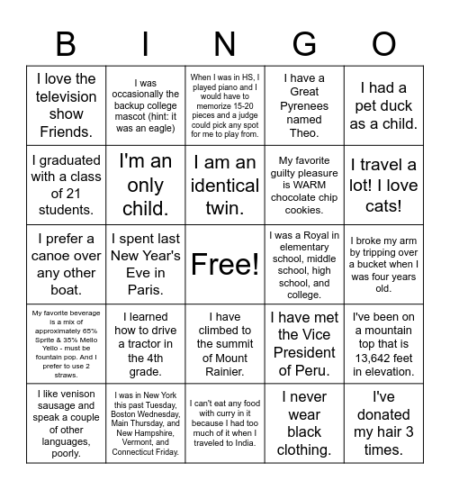 Homecoming 2022 Staff Bingo Card