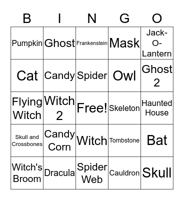 Halloween Bingo Card