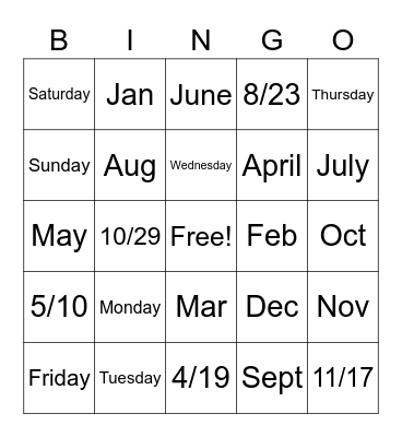 Chinese date Bingo Card