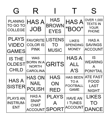 GIRLS ROCKING IN THE SOUTH Bingo Card
