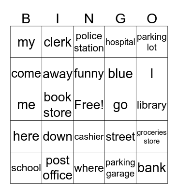 Community and Spelling Words Bingo Card