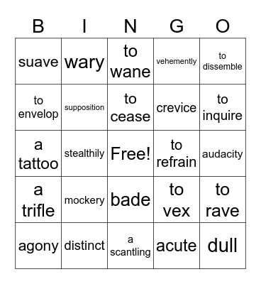 "The Tell-Tale Heart" - Vocabulary Bingo Card
