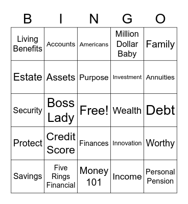 WINE, WOMEN & WEALTH Bingo Card