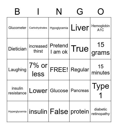 Test your Diabetes Knowledge! Bingo Card