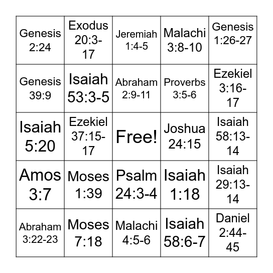 OT Scripture Mastery Bingo Card