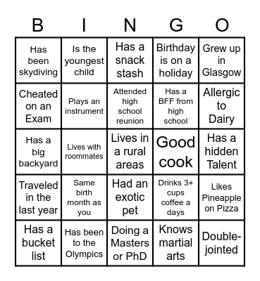 GUJS BINGO ICEBREAKER Bingo Card