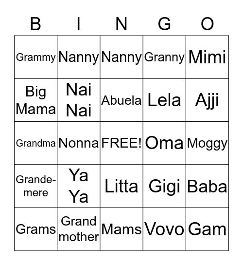 The Mitten Bingo Card