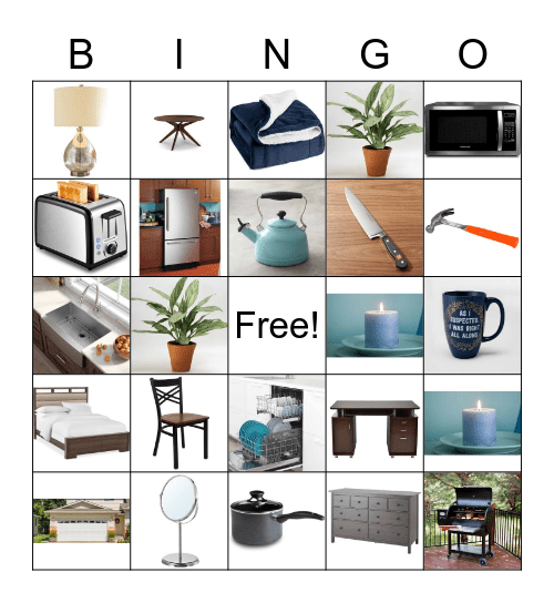 Household Items Bingo Card