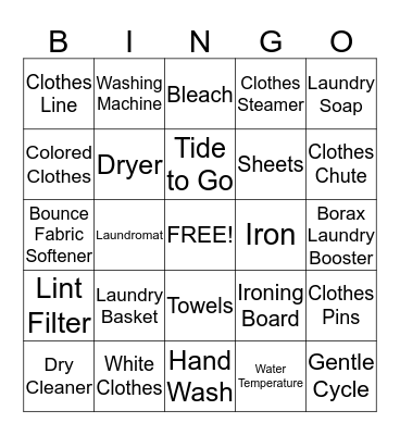 Laundry Bingo Card