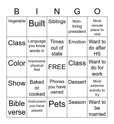 Build Community Bingo Card