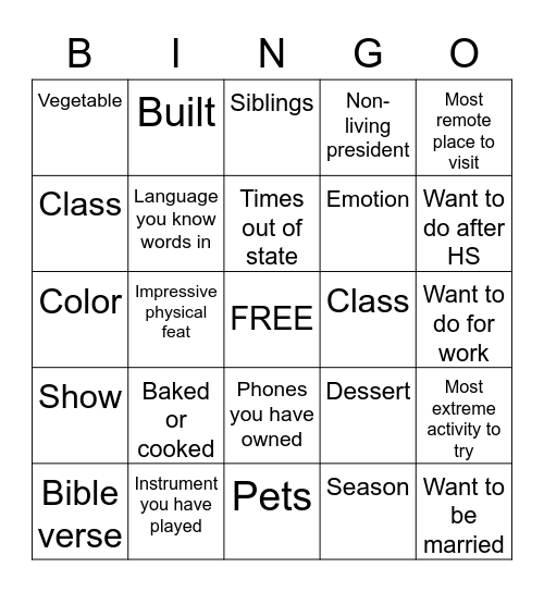 Build Community Bingo Card