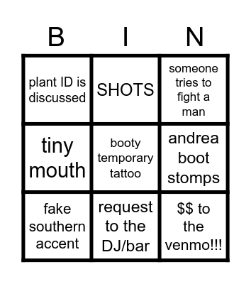 Andrea's Bachelorette 2.0 Bingo Card