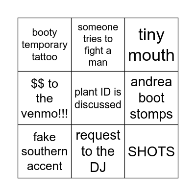 Andrea's Bachelorette 2.0 Bingo Card