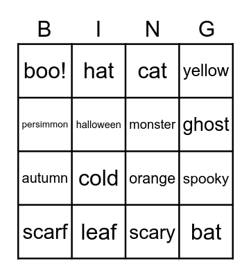 Fall Bingo Card