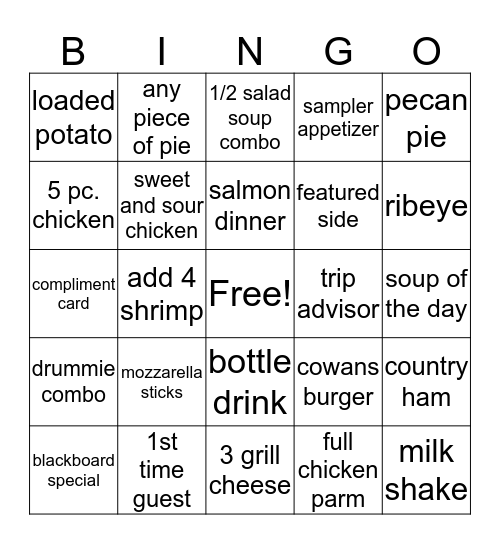 Cowan's Bingo Card