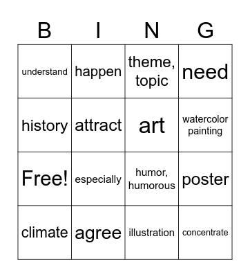 學華語向前走第七冊第一課(英譯) Bingo Card