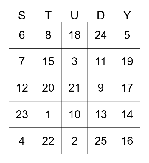 TEST TAKING TIPS Bingo Card