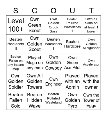 SCOUT Bingo Card