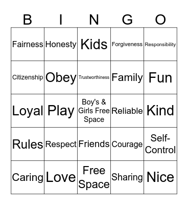 Fun Club BINGO Card