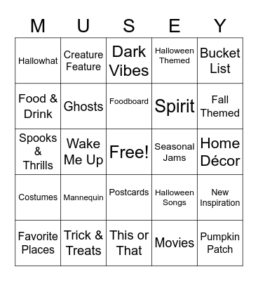 Month of Muse 2 Bingo Card