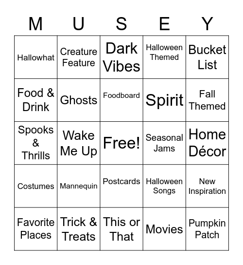 Month of Muse 2 Bingo Card