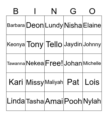 FAMILY BINGO Card