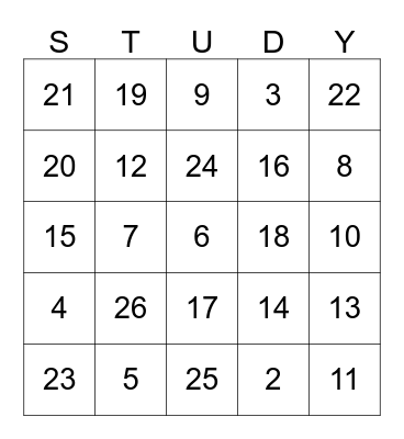 TEST TAKING TIPS Bingo Card