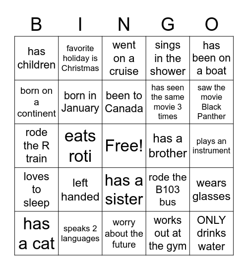 Mix n Mingle Bingo Card