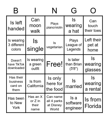 Somebody Who Bingo Card