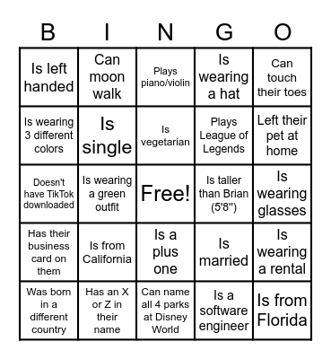 Somebody Who Bingo Card