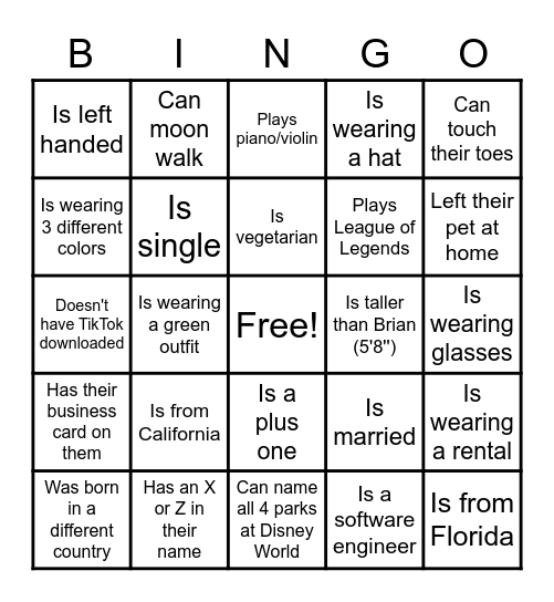Somebody Who Bingo Card