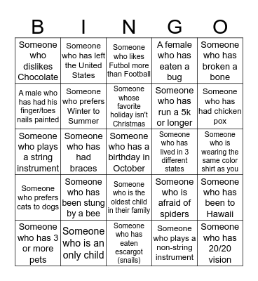 Someone Who... Bingo Card