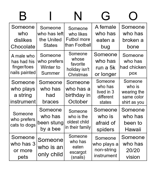 Someone Who... Bingo Card