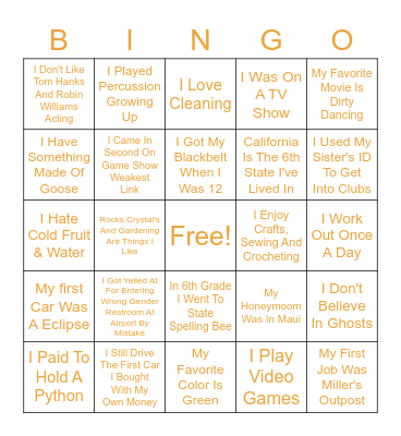 Fun At Work Bingo Card
