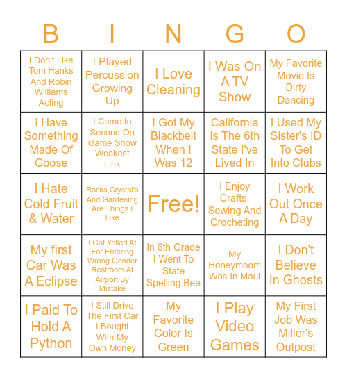 Fun At Work Bingo Card